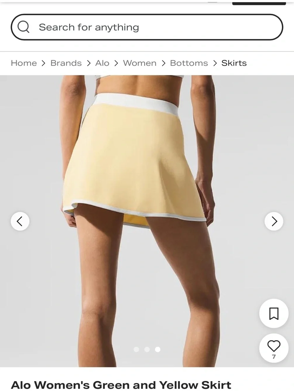 ALO Yoga Pale Yellow Skort with White Trim